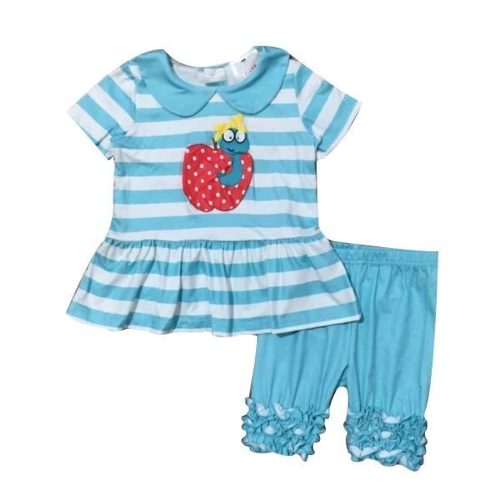 Blue Apple & Worm Short Set